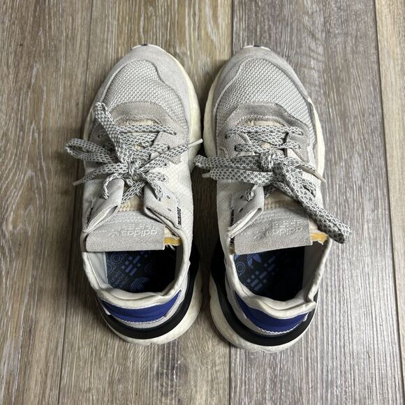 Adidas Mens US Size 7 Nite Jogger F34124 White Blue Running Sneaker Shoes - Picture 9 of 12
